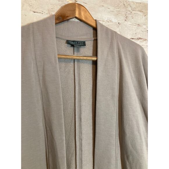 Free Fly Sweater Womens Small Bamboo Gray Open Front Cardigan Pockets Capsule - Picture 3 of 13